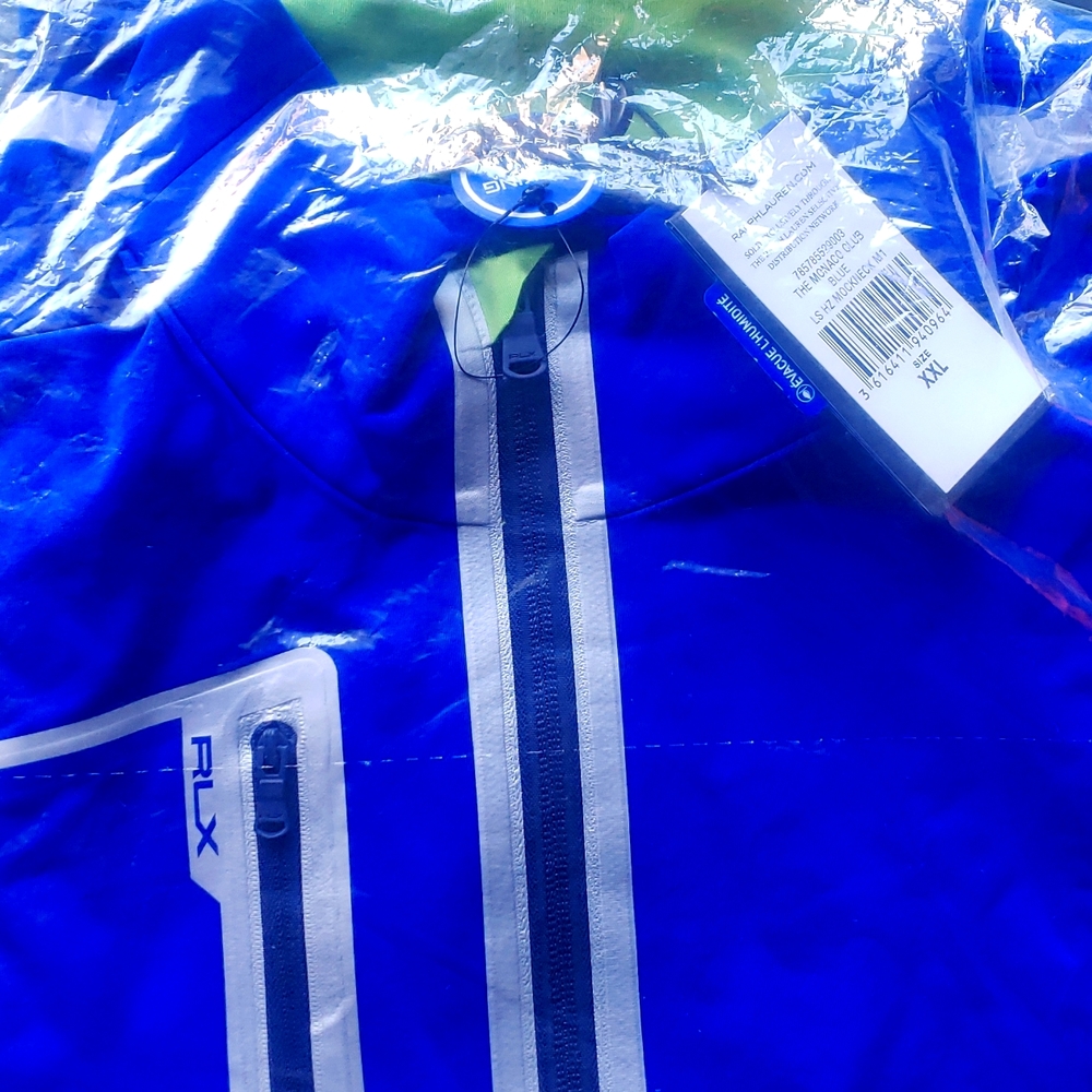 New RLX Ralph Lauren Mens XXL Lime Green/ Monaco Blue Pullover